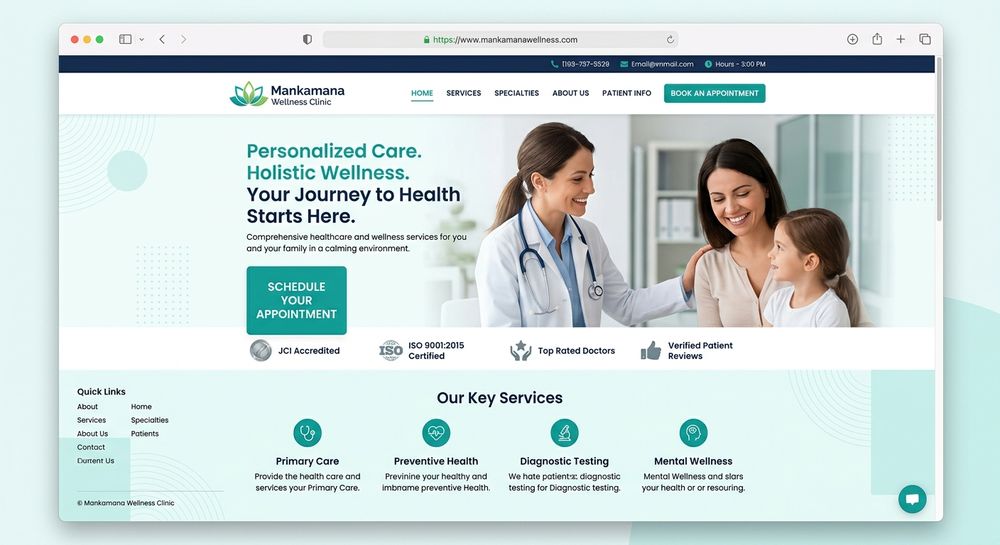 Mankamana Wellness Clinic website preview