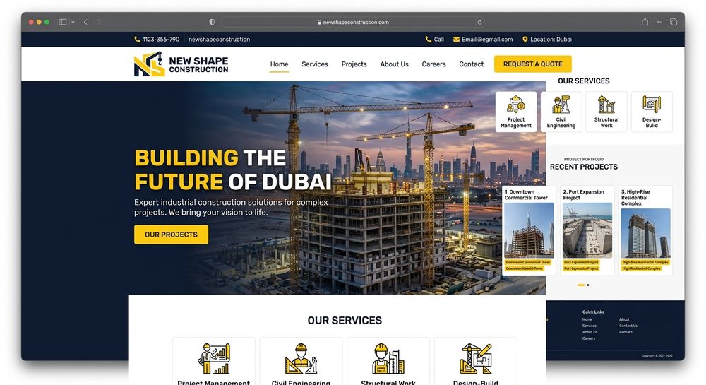 New Shape Construction website preview