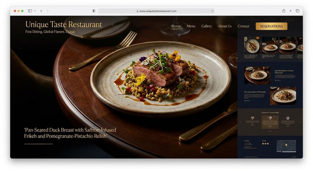 Unique Taste Restaurant website preview