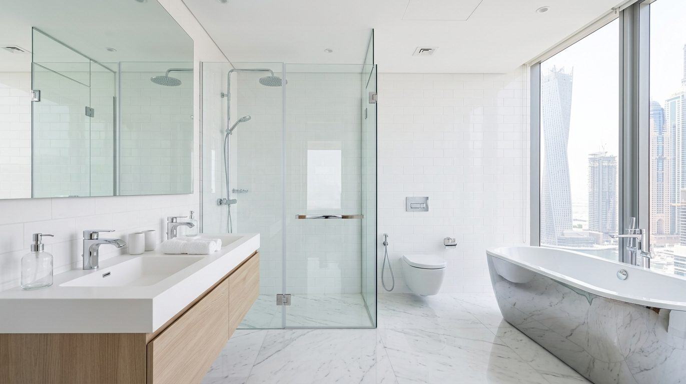 Pristine bathroom with streak-free fixtures