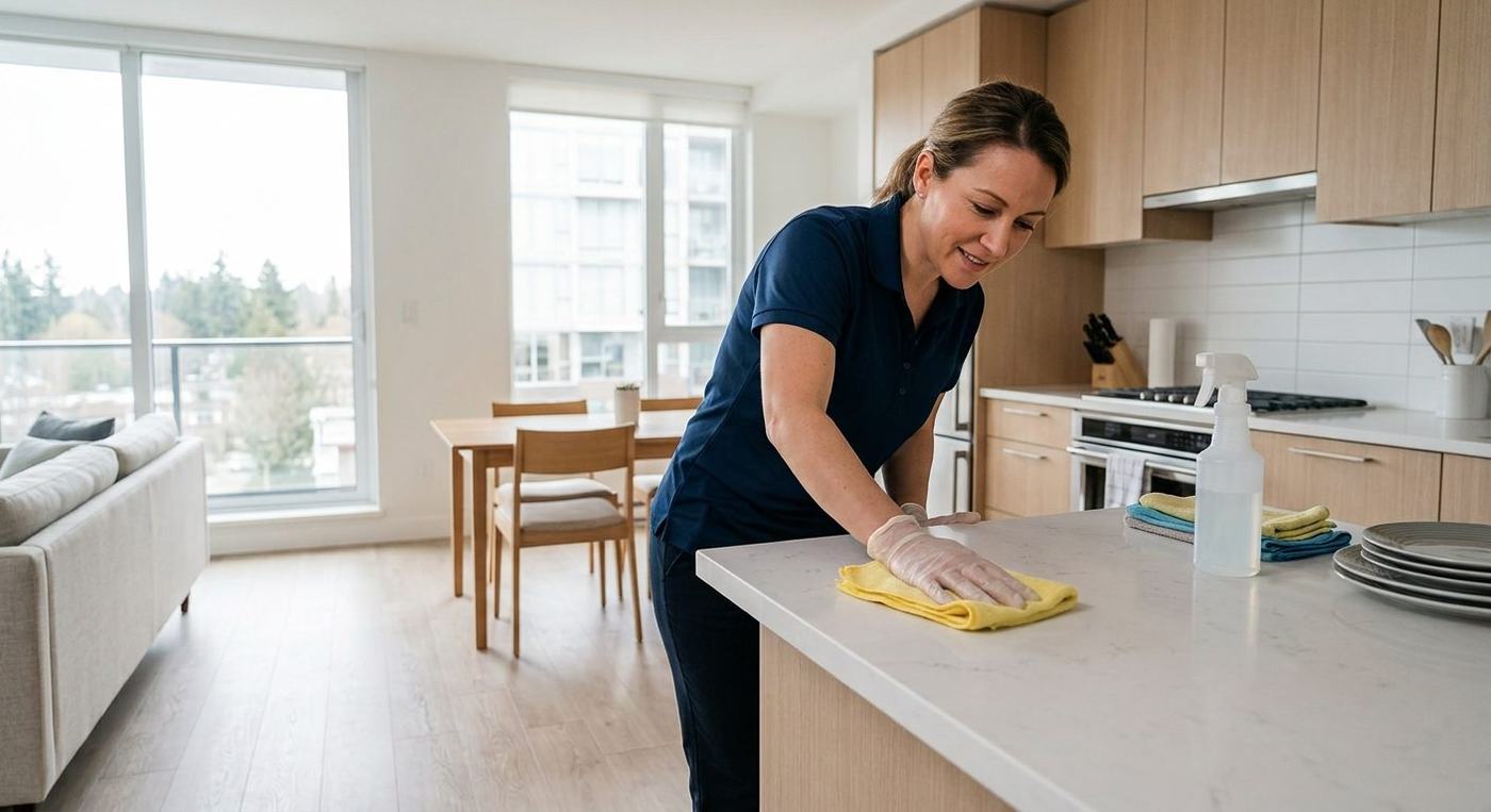 CleanSurface professional cleaning an elegant residential apartment living room