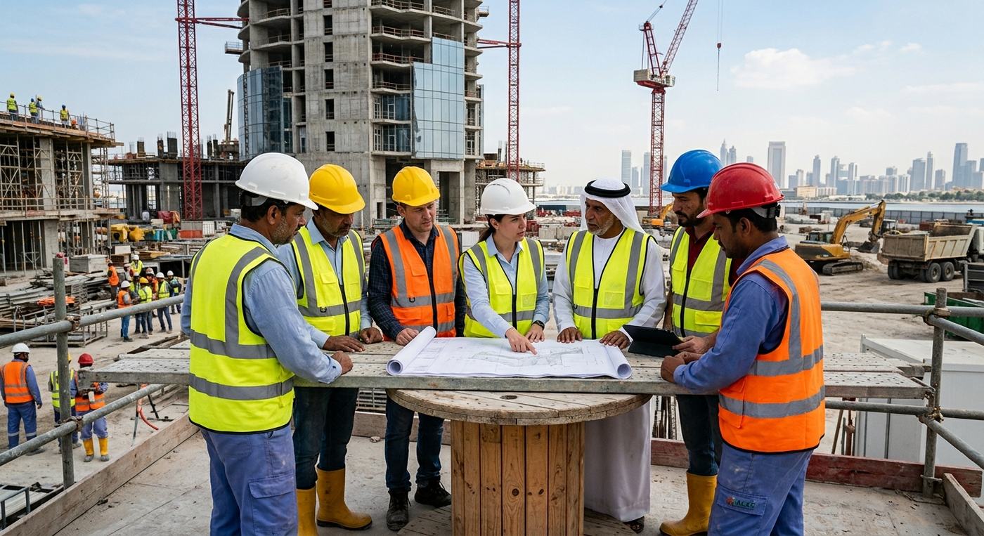 CreativePlus construction team at a live project site in Dubai
