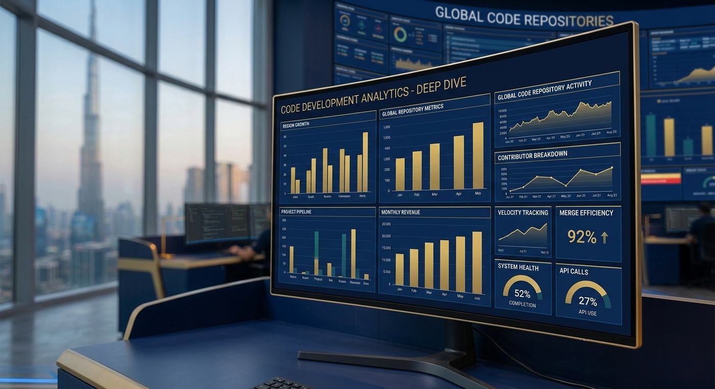 Data analytics dashboard visualising business performance