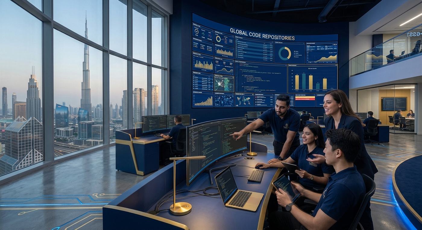 Software engineering team building a cloud-native application