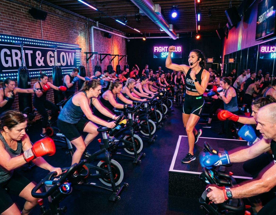 High-energy group fitness class at TheFit Dubai