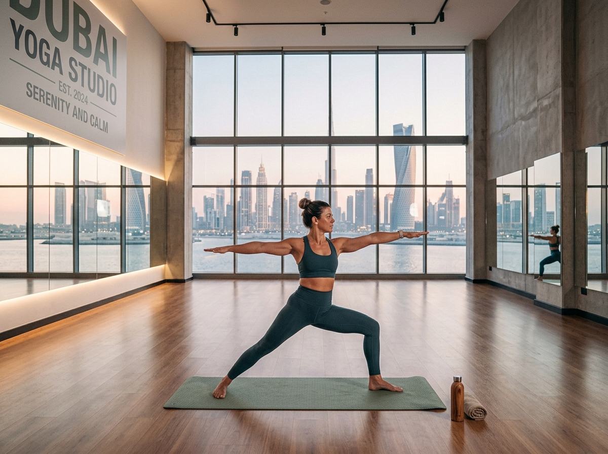 Yoga class in the studio at TheFit Dubai