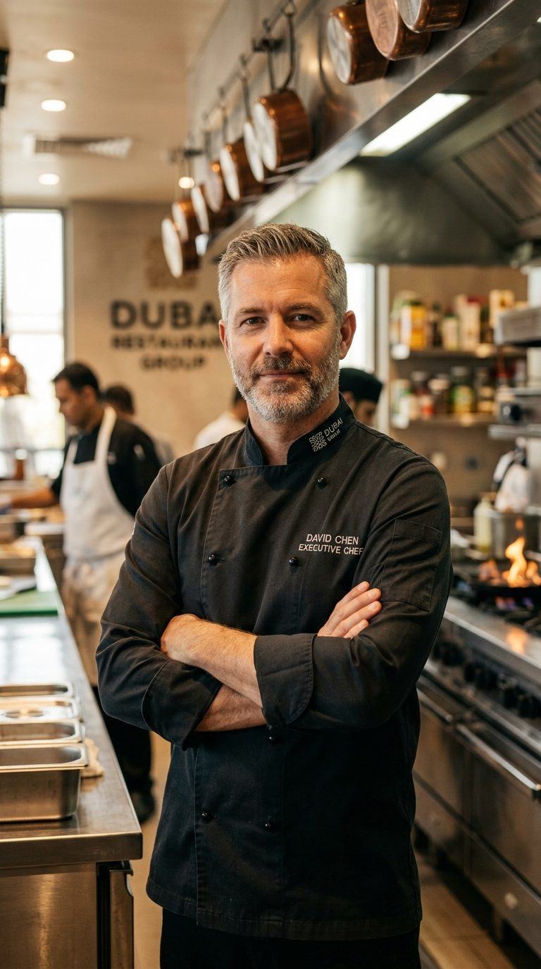 Portrait of Savoré's executive chef in the kitchen
