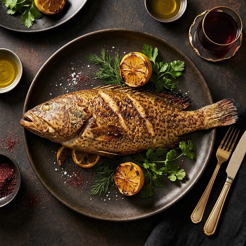 Grilled hammour fish plate