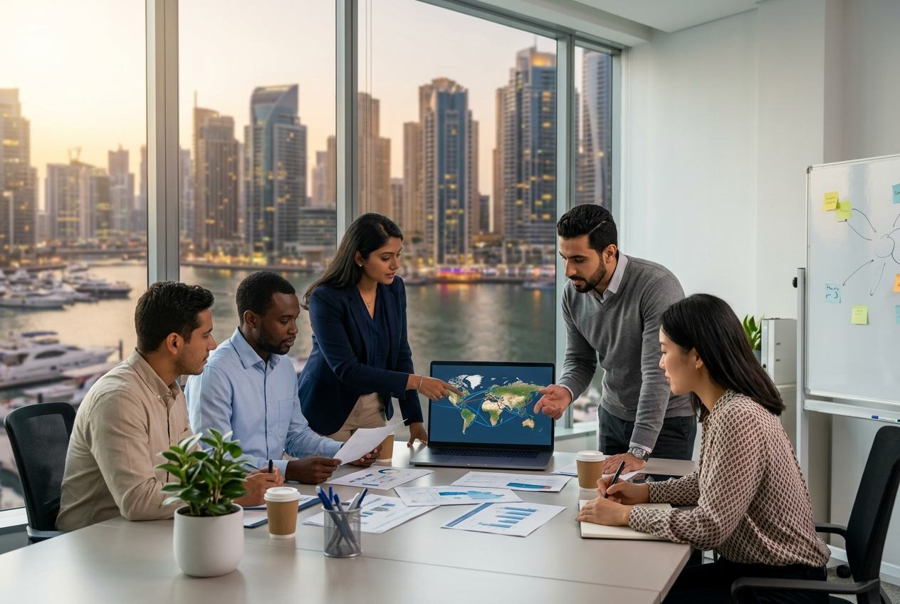 Indra Trading procurement and logistics team at the Dubai office